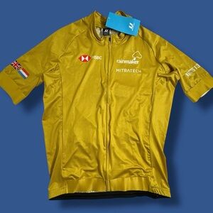 NwT England France Cycling Jersey Mens L Gold  Full Zip Short Sleeve Bike